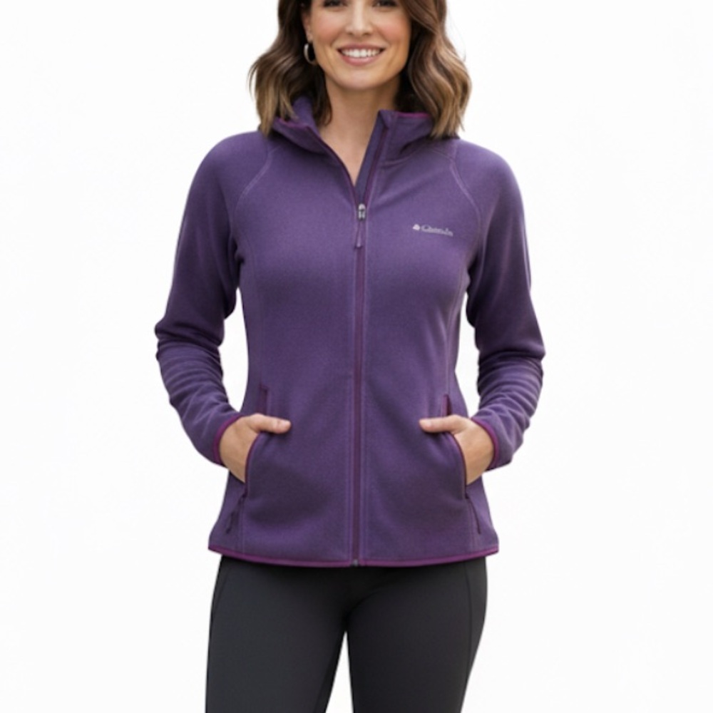 Columbia Summit Rush Purple Fleece Waffle Hoodie Jacket Small Gorpcore Outdoorsy